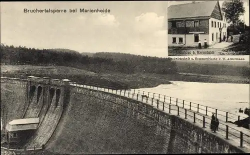 Ak Marienheide im Bergischen Land, Brucher Talsperre, Gastwirtschaft F. W. Ackermann