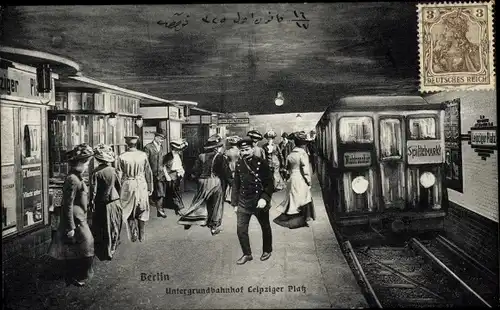 Ak Berlin, Untergrundbahnhof Leipziger Platz, U-Bahn, Kiosk