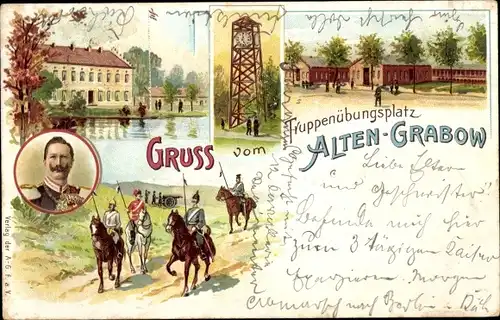 Litho Altengrabow Möckern Sachsen Anhalt, Truppenübungsplatz, Baracken, Kaiser Wilhelm II, Dragoner