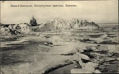 Ak Nischni Nowgorod Russland, Petersburger Hafen, Kirche, Eismassen