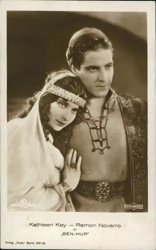 Ak Schauspieler Ramon Novarro, Schauspielerin Kathleen Key, Ben Hur, Portrait