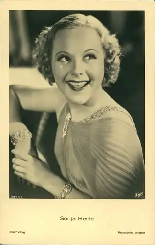 Ak Schauspielerin Sonja Henie, Portrait, Ross 9847/1