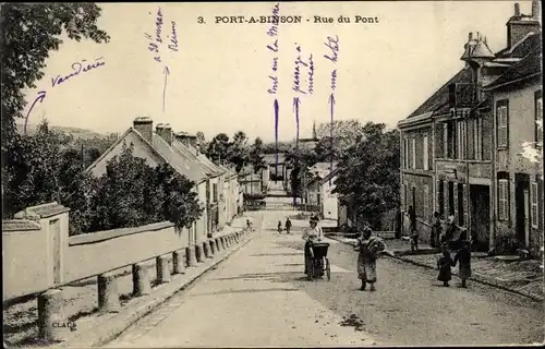 Ak Port à Binson Mareuil le Port Marne, Rue du Pont