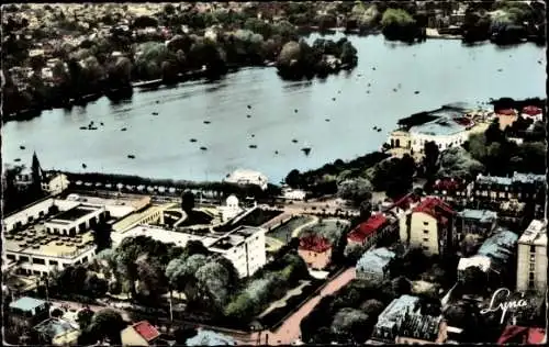 Ak Enghien les Bains Val d’Oise, Vue generale sur le Lac, le Casino, en avion