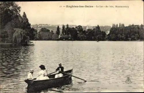 Ak Enghien les Bains Val d’Oise, Le Lac, Au loin, Montmoreney