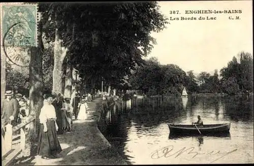 Ak Enghien les Bains Val d'Oise, Les Bords du Lac