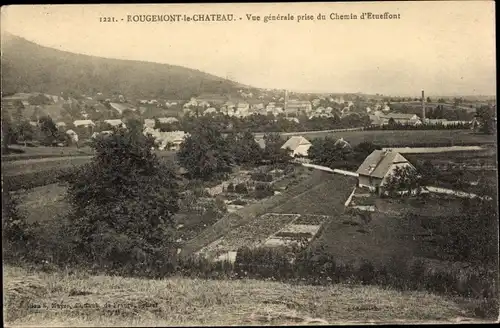 Ak Rougemont le Château Territoire de Belfort, Gesamtansicht vom Chemin d'Etueffont aus