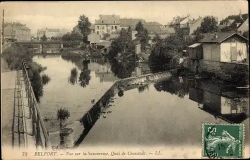 Ak Belfort Beffert Beffort Territorium Belfort, Blick auf die Savoureuse, Quai de Kronstadt