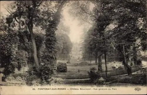 Ak Fontenay aux Roses Hauts de Seine, Chateau Boucicaut, Vue generale du Parc