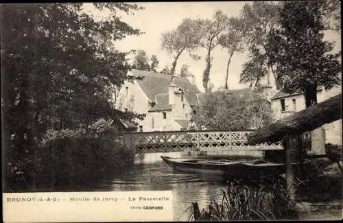 Ak Brunoy Essonne, Moulin de Jarcy, La Passerelle