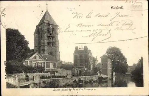 Ak Corbeil Essonne, Eglise Saint-Spire