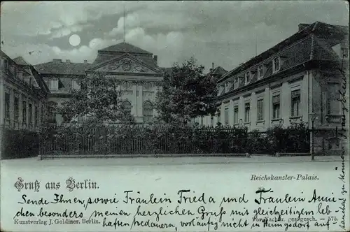 Mondschein Ak Berlin Mitte, Reichskanzler-Palais