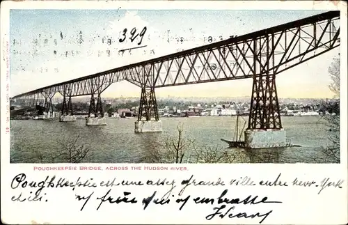 Ak Poughkeepsie New York USA, Bridge across the Hudson River