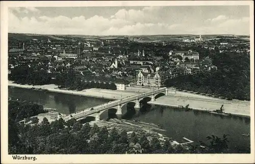 Ak Würzburg am Main Unterfranken, Ortsansicht, Brücke