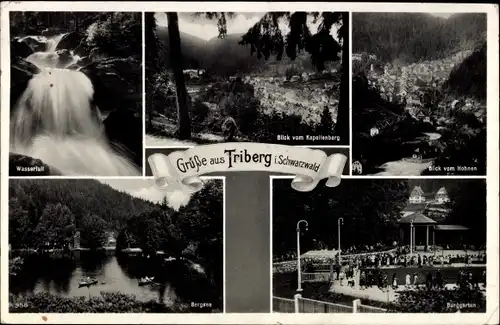 Ak Triberg im Schwarzwald, Wasserfall, Berggarten, Bergsee, Ort
