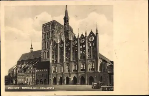 Ak Stralsund in Vorpommern, Rathaus, Nikolaikirche