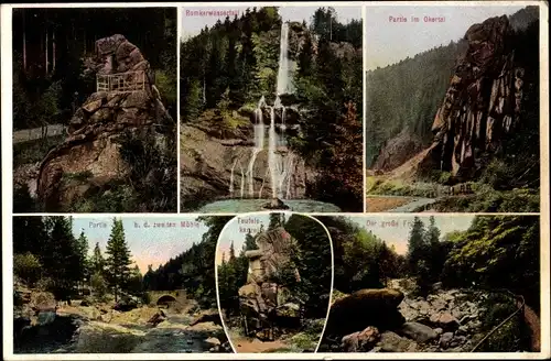 Ak Goslar am Harz, Okertal, Romkerhaller Wasserfall, Teufelskanzel, zweite Mühle
