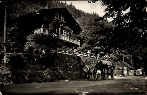 Ak Schwarzburg in Thüringen, Schweizerhaus, Postkutsche