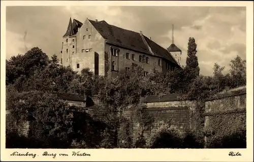 Ak Nürnberg in Mittelfranken, Burg von Westen