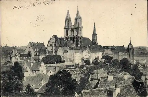 Ak Meißen an der Elbe, Teilansicht, Dom