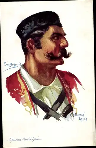 Künstler Ak Dupuis, Em., Nos Alliés, No 7, Infanterie Monténegrine