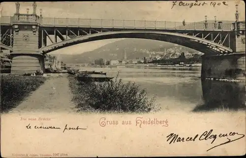 Ak Heidelberg am Neckar, neue Brücke