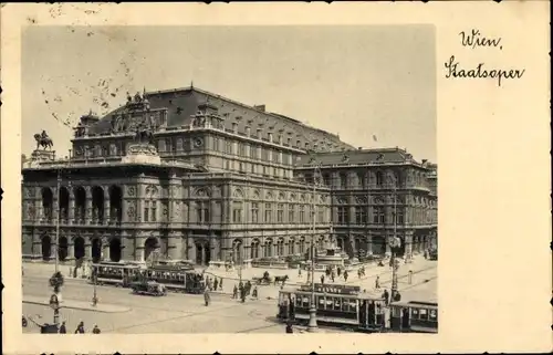 Ak Wien 1 Innere Stadt, Staatsoper, Straßenbahn