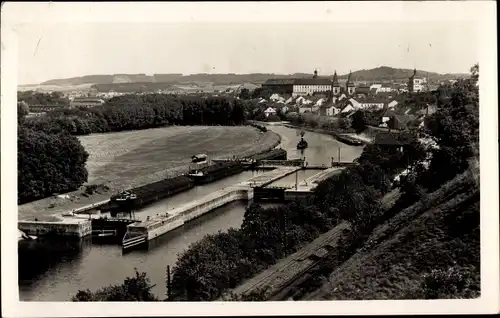 Ak Roudnice nad Labem Raudnitz an der Elbe Reg. Aussig, Schleuse, Ort