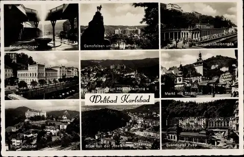 Ak Karlovy Vary Karlsbad Stadt, Mühlbrunnenkolonnade, Kurhaus, Grandhotel Pupp, Imperial Hotel