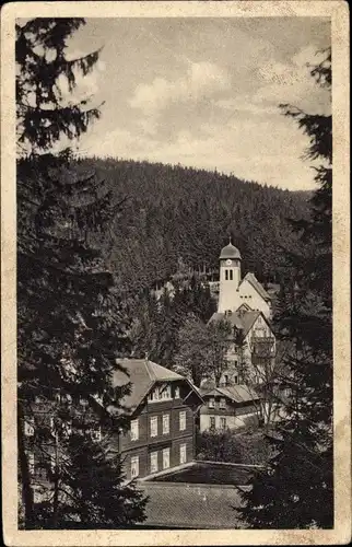 Ak Kipsdorf Altenberg im Erzgebirge, Hotel Halali, Kirche