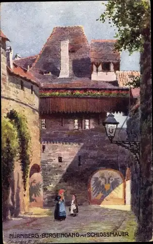 Künstler Ak Flower, Charles, Nürnberg, Burgeingang mit Schlossmauer, Tuck