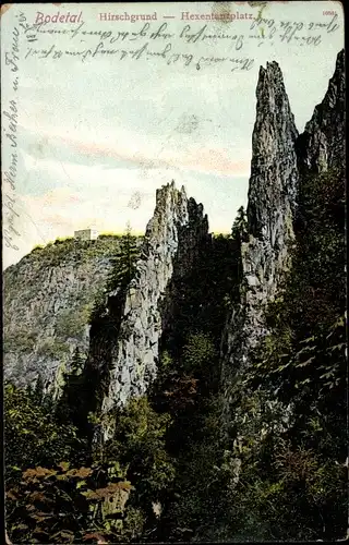 Ak Thale im Harz, Bodetal, Hirschgrund, Hexentanzplatz