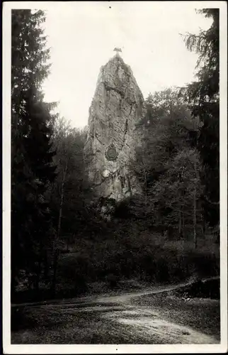 Ak Bad Grund im Harz, Felsen, Denkmal