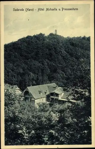 Ak Bad Suderode Quedlinburg im Harz, Hotel Michaelis, Preußenturm