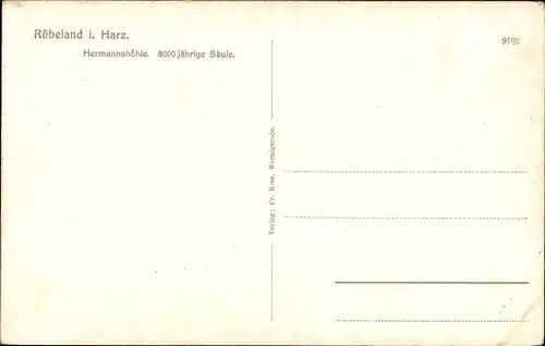 Ak Rübeland Oberharz am Brocken, Hermannshöhle, 8000 jährige Säule