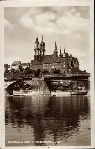Ak Meißen an der Elbe, Albrechtsburg, Dom, Brücke