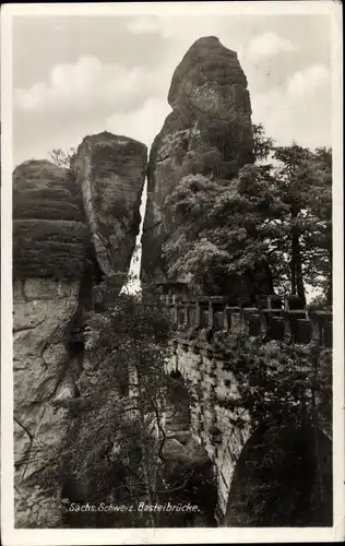Ak Lohmen Sächsische Schweiz, Bastei, Basteibrücke