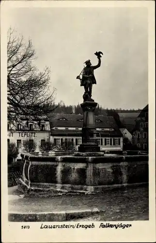 Ak Lauenstein Altenberg Erzgebirge, Falkenjäger Brunnen