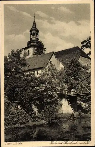 Ak Bad Berka in Thüringen, Kirche, Pfarrbrücke, Ilm