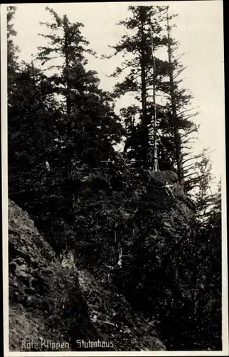 Foto Ak Schleusingen in Thüringen, Stutenhaus am Adlersberg, Rote Klippen