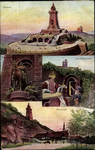 Ak Steinthaleben Thüringen, Kyffhäuser, Kaiser Wilhelm Denkmal, Wirtschaft, Barbarossa