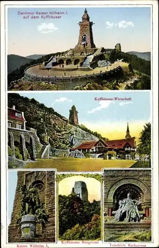 Ak Steinthaleben Thüringen, Kyffhäuser, Kaiser Wilhelm Denkmal, Burgruine, Wirtschaft, Barbarossa