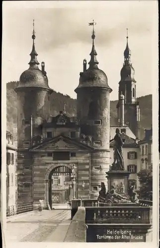 Ak Heidelberg am Neckar, Tortürme der Alten Brücke