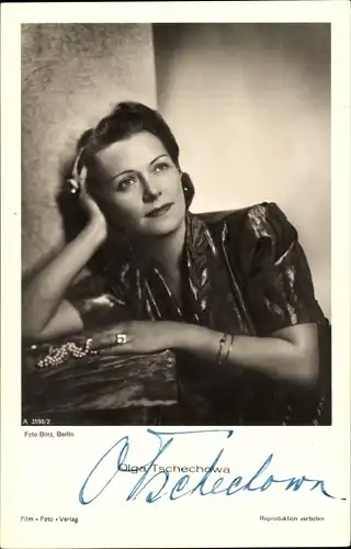 Ak Schauspielerin Olga Tschechowa, Portrait, Autogramm