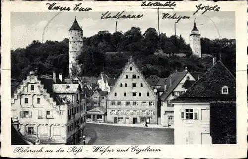 Ak Biberach an der Riß in Oberschwaben, Weißer Turm, Gigelturm