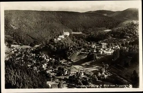 Ak Schwarzburg in Thüringen, Blick vom Trippstein, Gesamtansicht
