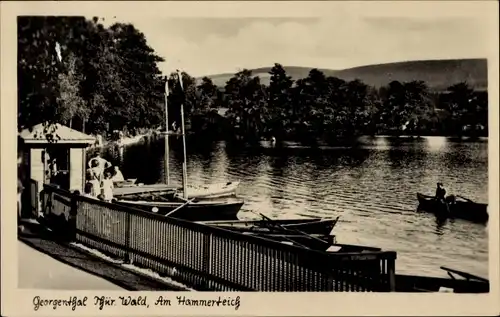Ak Georgenthal in Thüringen, Hammerteich, Ruderboote