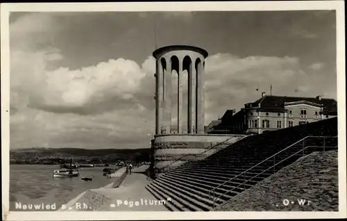 Foto Ak Neuwied am Rhein, Pegelturm