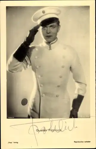 Ak Schauspieler Gustav Fröhlich, Filmkostüm, Marineuniform, Autogramm