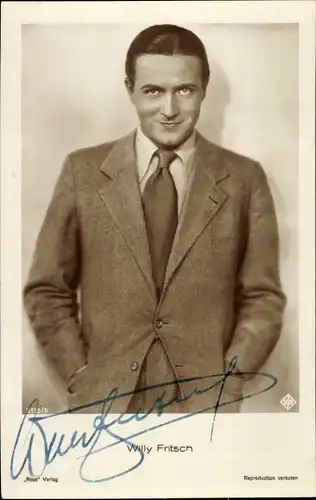 Ak Schauspieler Willy Fritsch, Portrait, Autogramm